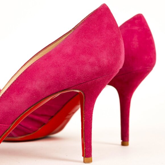 Christian Louboutin Lady Gres Pink Knotted Suede Pumps - Picture 8 of 9